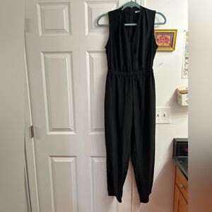 Y2K Sleek Halogen Black tank jumpsuit - size large petite in excellent condition